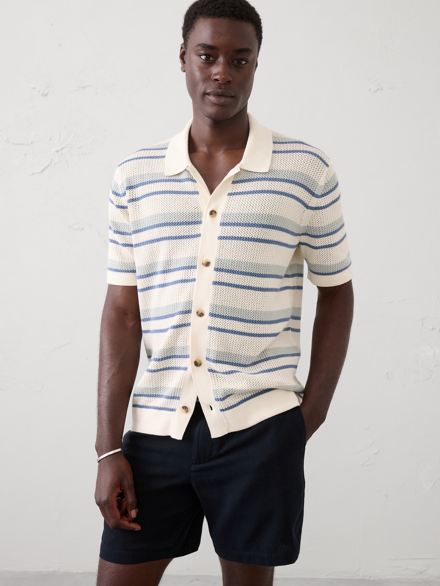 POLO EN TRICOT CÔTELÉ À MAILLES