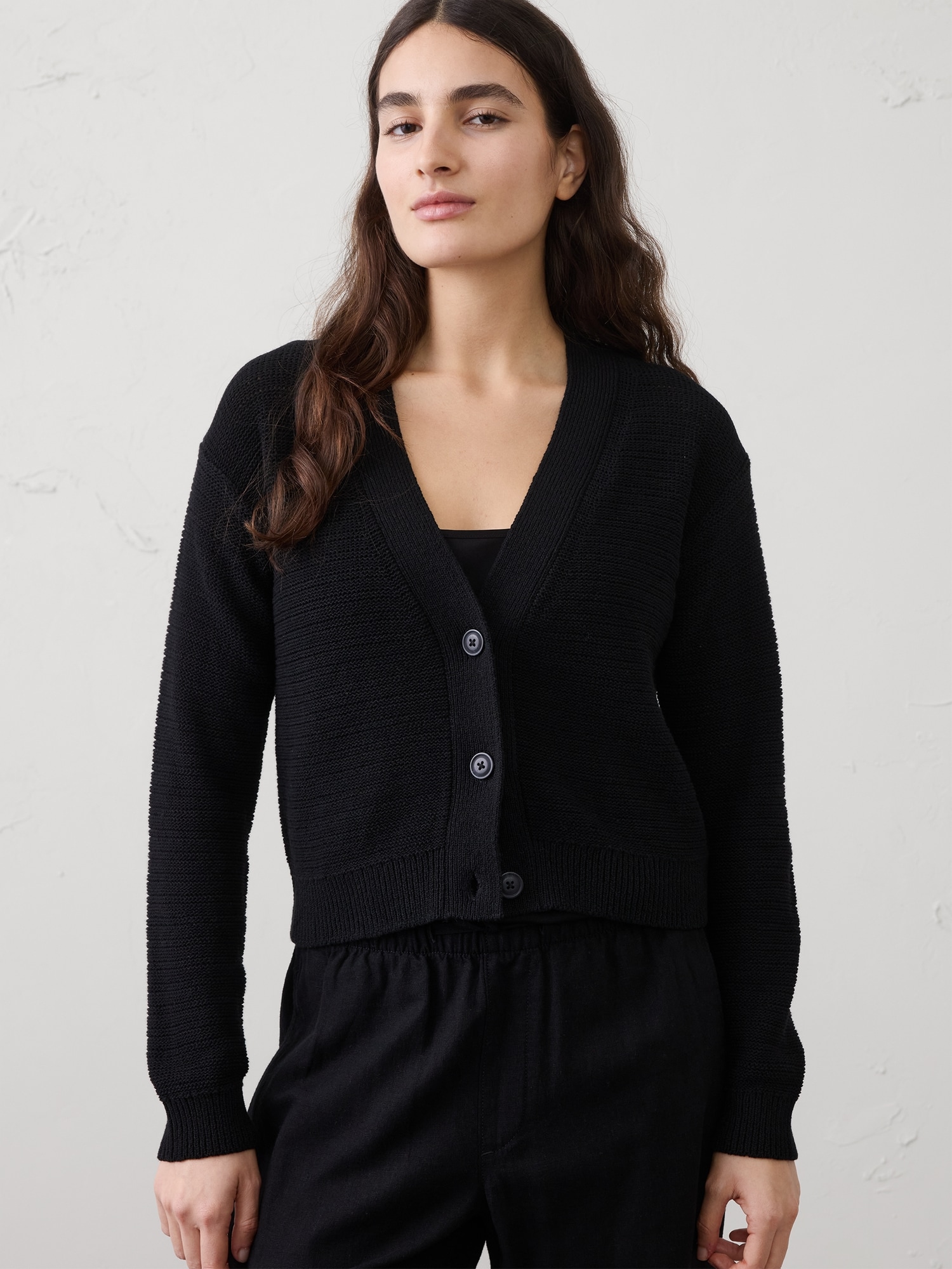Cotton Tape Cardigan Sweater