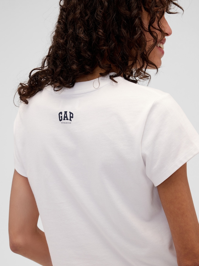 Gap x Victoria Beckham オーガニックコットン ロゴ クロップドTシャツ-3