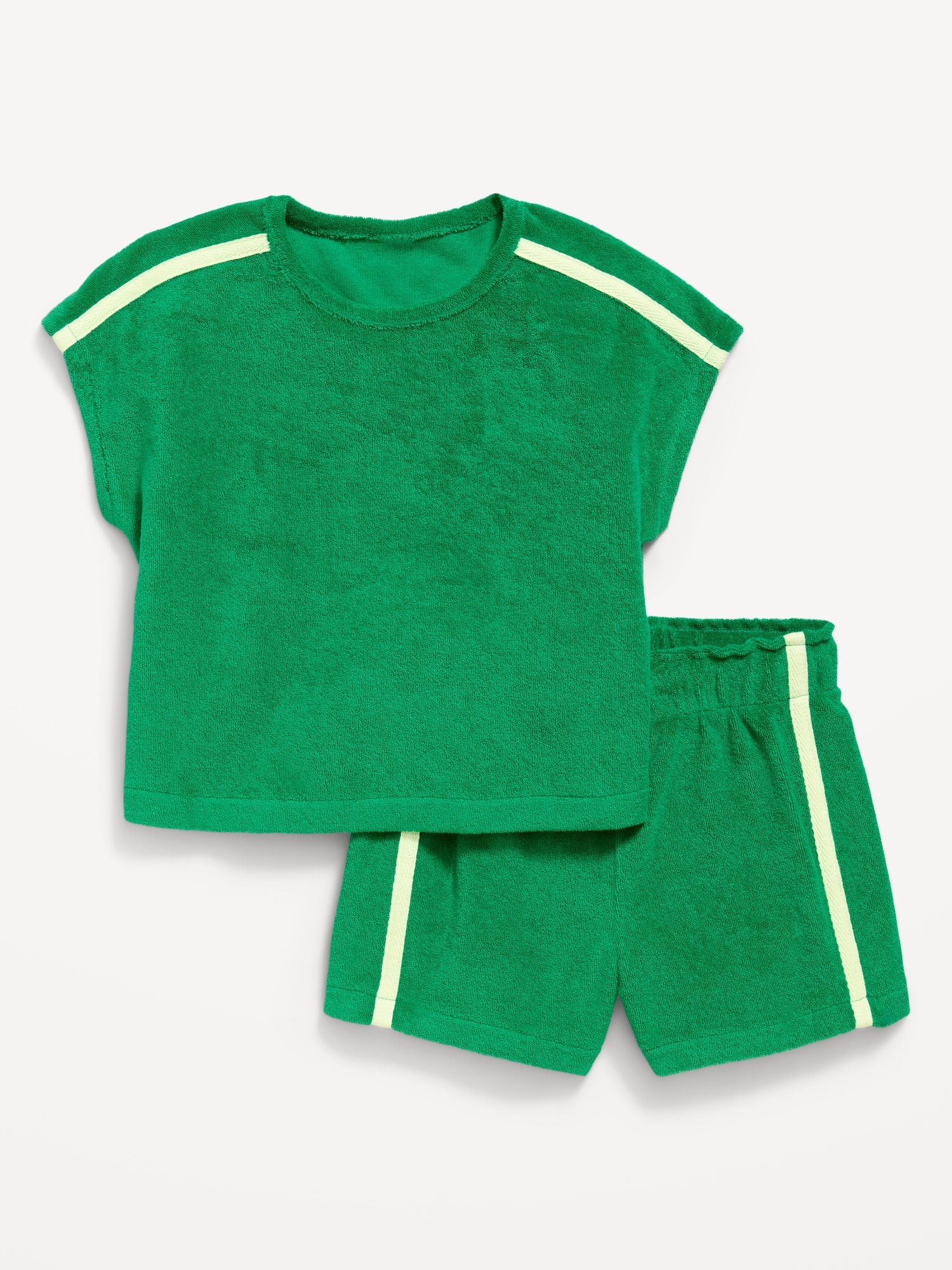 Short-Sleeve Terry Top and Shorts Set for Toddler Girls