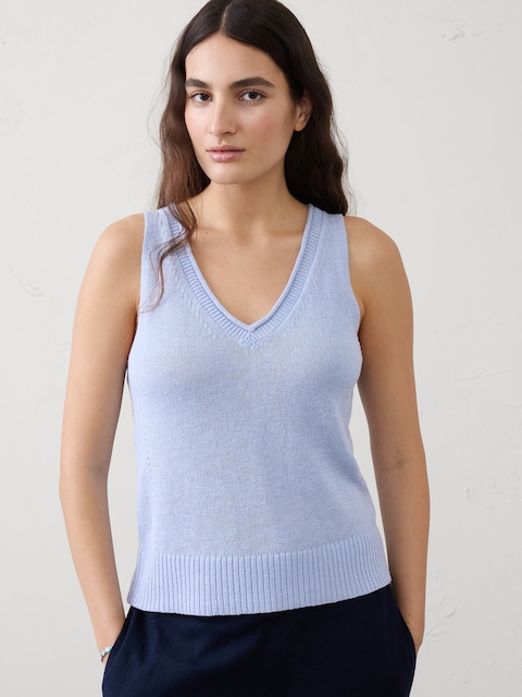 CAMISOLE EN TRICOT DE COTON ET RAMIE EN TRICOT AJOURÉ