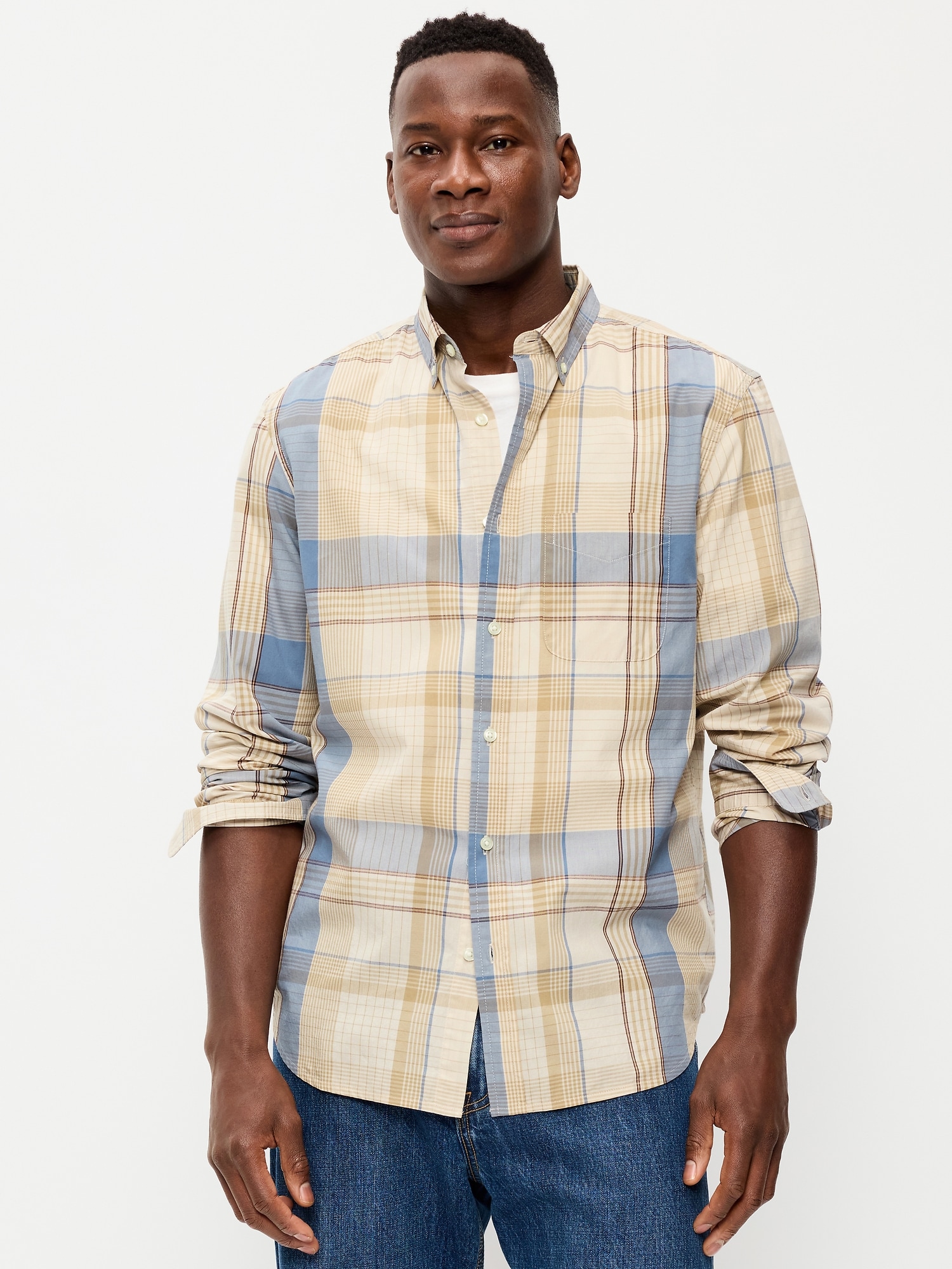 CHEMISE PASSE-PARTOUT COUPE CLASSIQUE EN POPELINE À CARREAUX