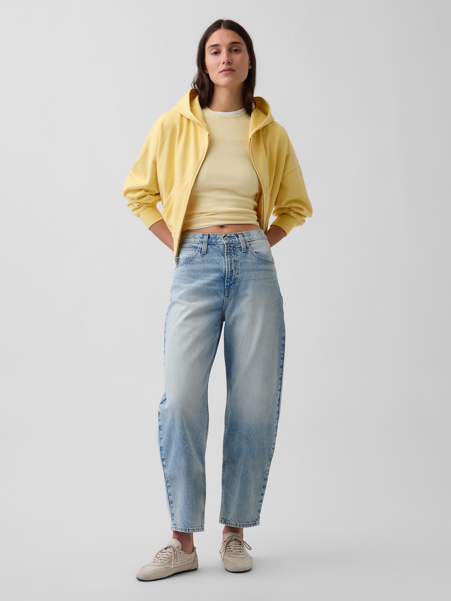 High Rise Crop Barrel Jeans