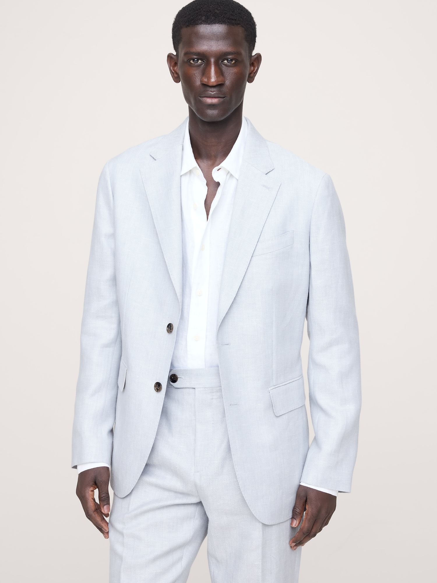 Tailored Slim-Fit Herringbone Linen-Merino Suit Jacket