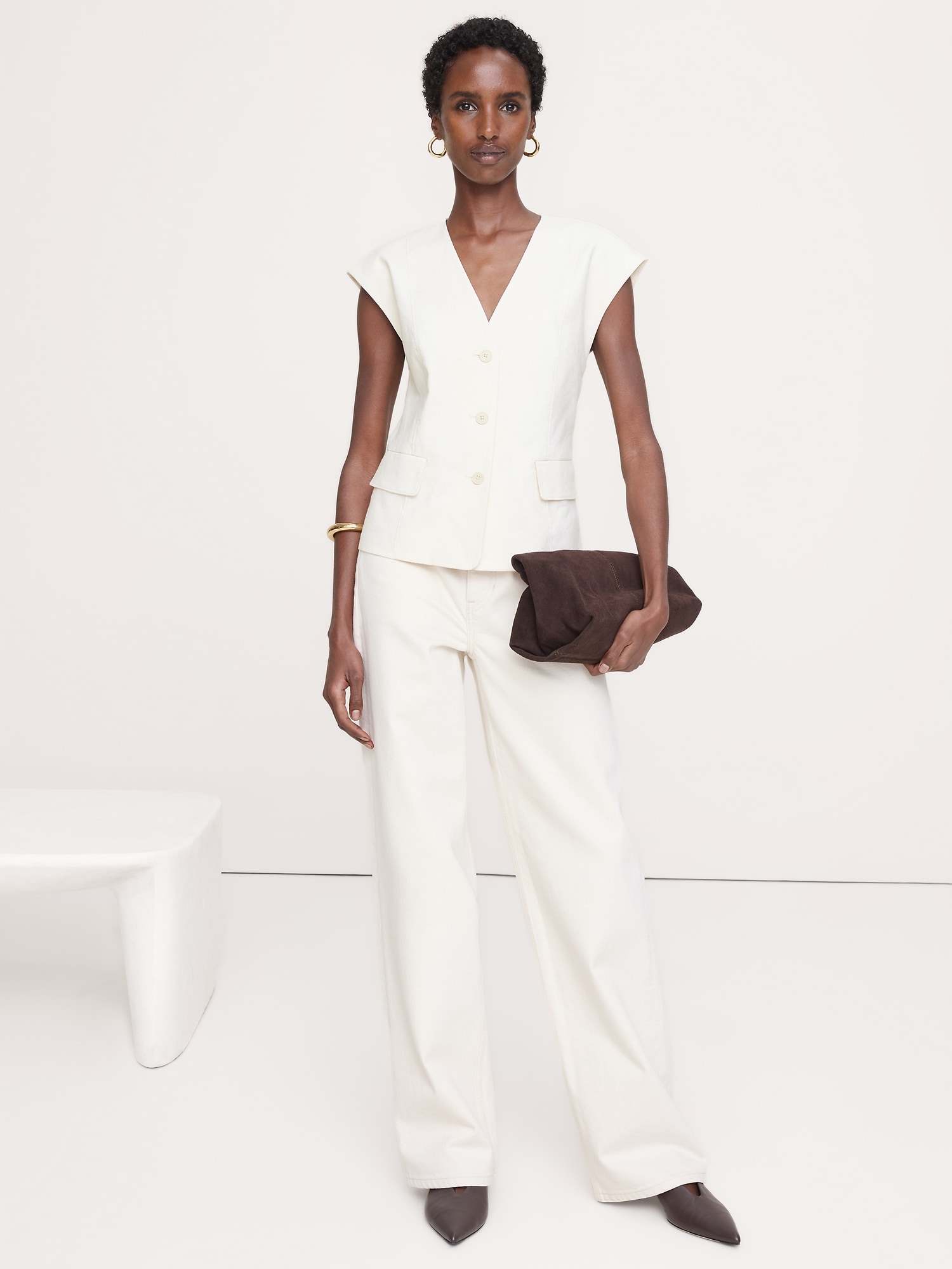 Stretch Linen-Viscose Vest