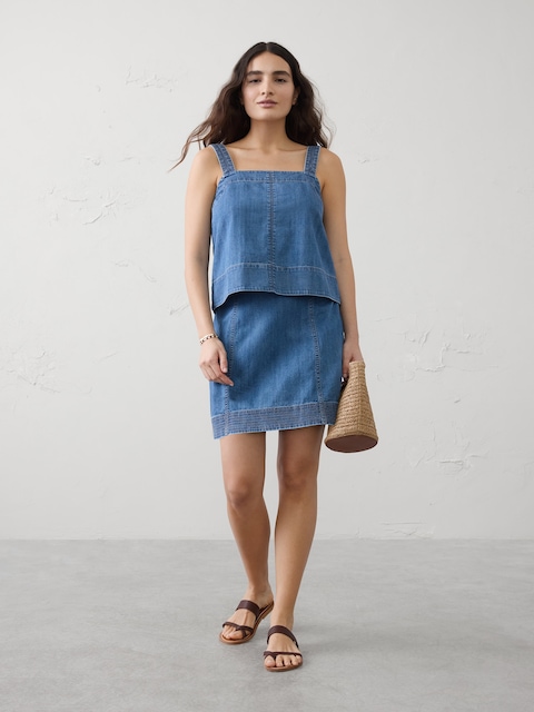 CAMISOLE EN DENIM À POINTS TRAPUNTO