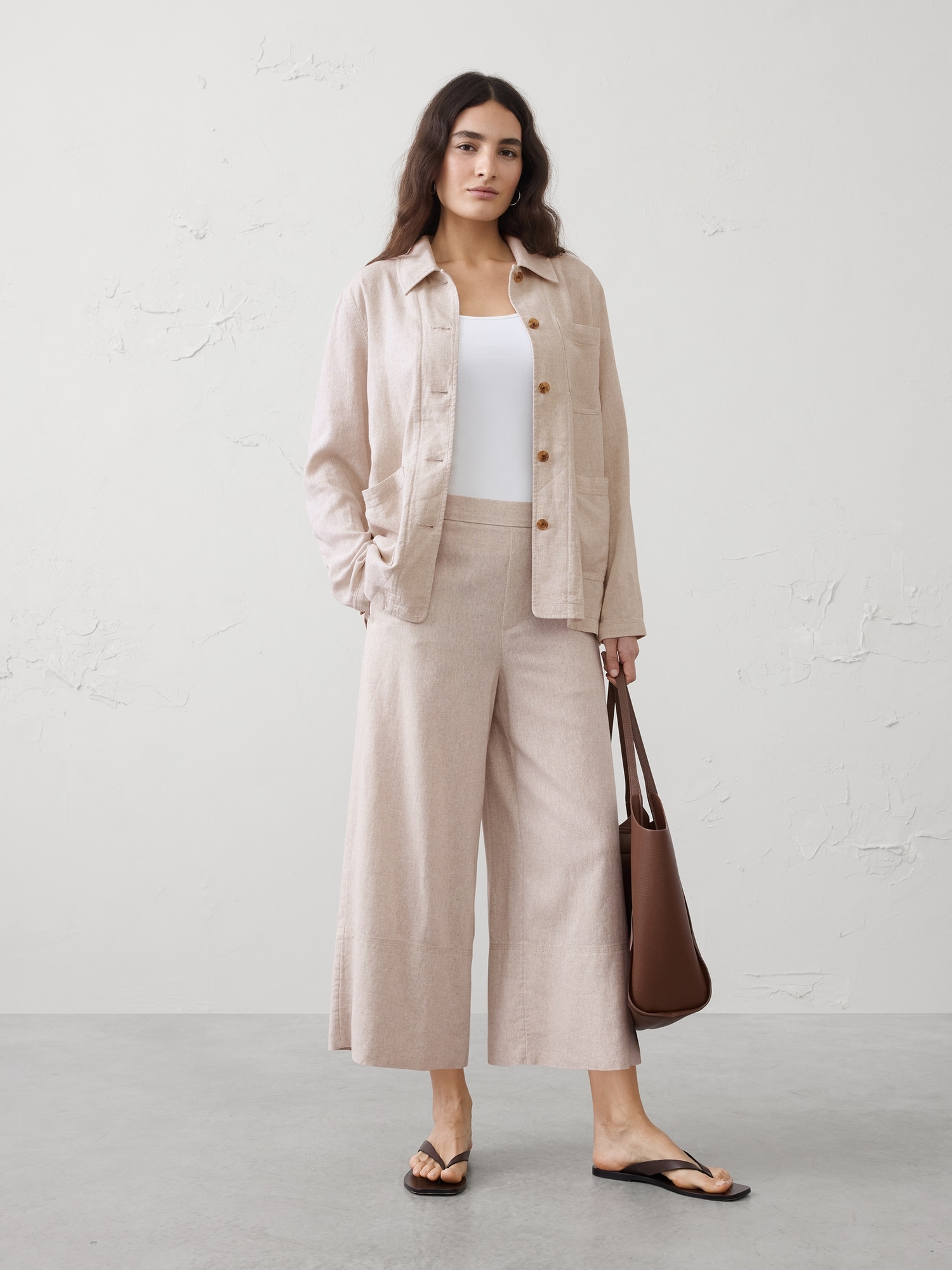 Linen-Blend Chore Jacket