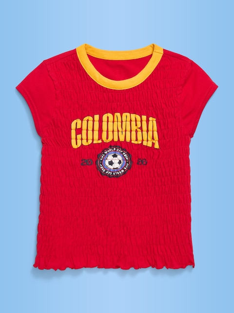 T-SHIRT SMOCKÉ À IMPRIMÉ DE LA COUPE DU MONDE DE LA FIFA 26™, COLOMBIE POUR FILLE