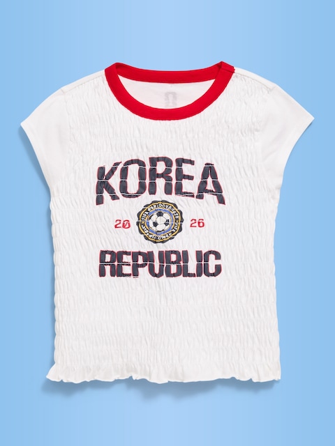 T-SHIRT SMOCKÉ À IMPRIMÉ DE LA COUPE DU MONDE DE LA FIFA 2026™, KOREA REPUBLIC POUR FILLE
