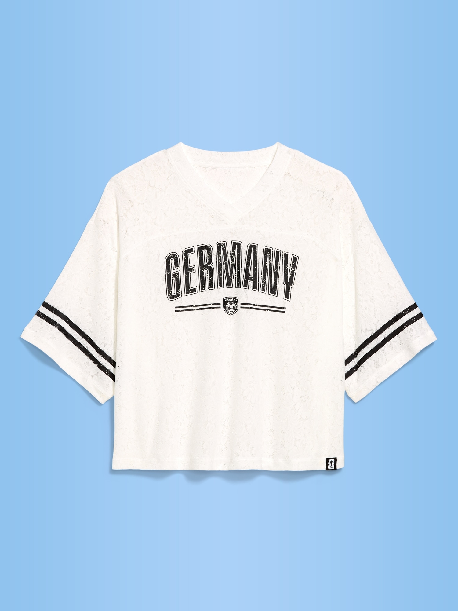 T-SHIRT DROIT À ENCOLURE EN V À DENTELLE COUPE DU MONDE DE LA FIFA 26™, ALLEMAGNE POUR FEMME