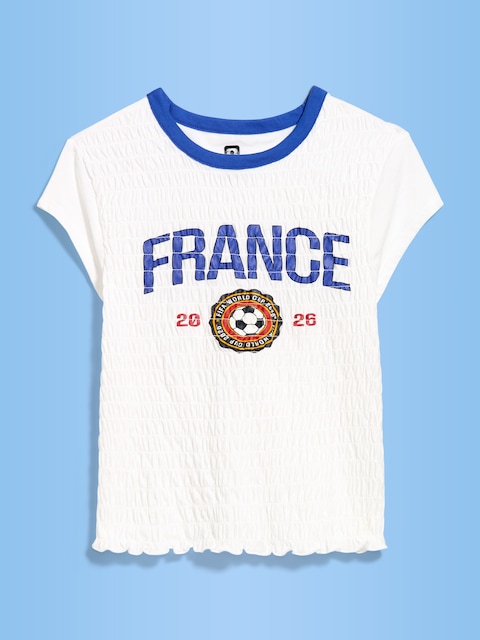 T-SHIRT SMOCKÉ À IMPRIMÉ DE LA COUPE DU MONDE DE LA FIFA 26™, FRANCE POUR FEMME