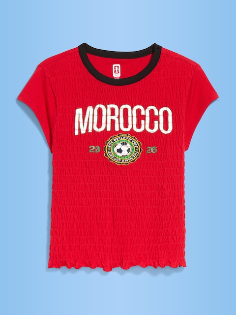 T-SHIRT SMOCKÉ À IMPRIMÉ DE LA COUPE DU MONDE DE LA FIFA 26™, MAROC POUR FEMME