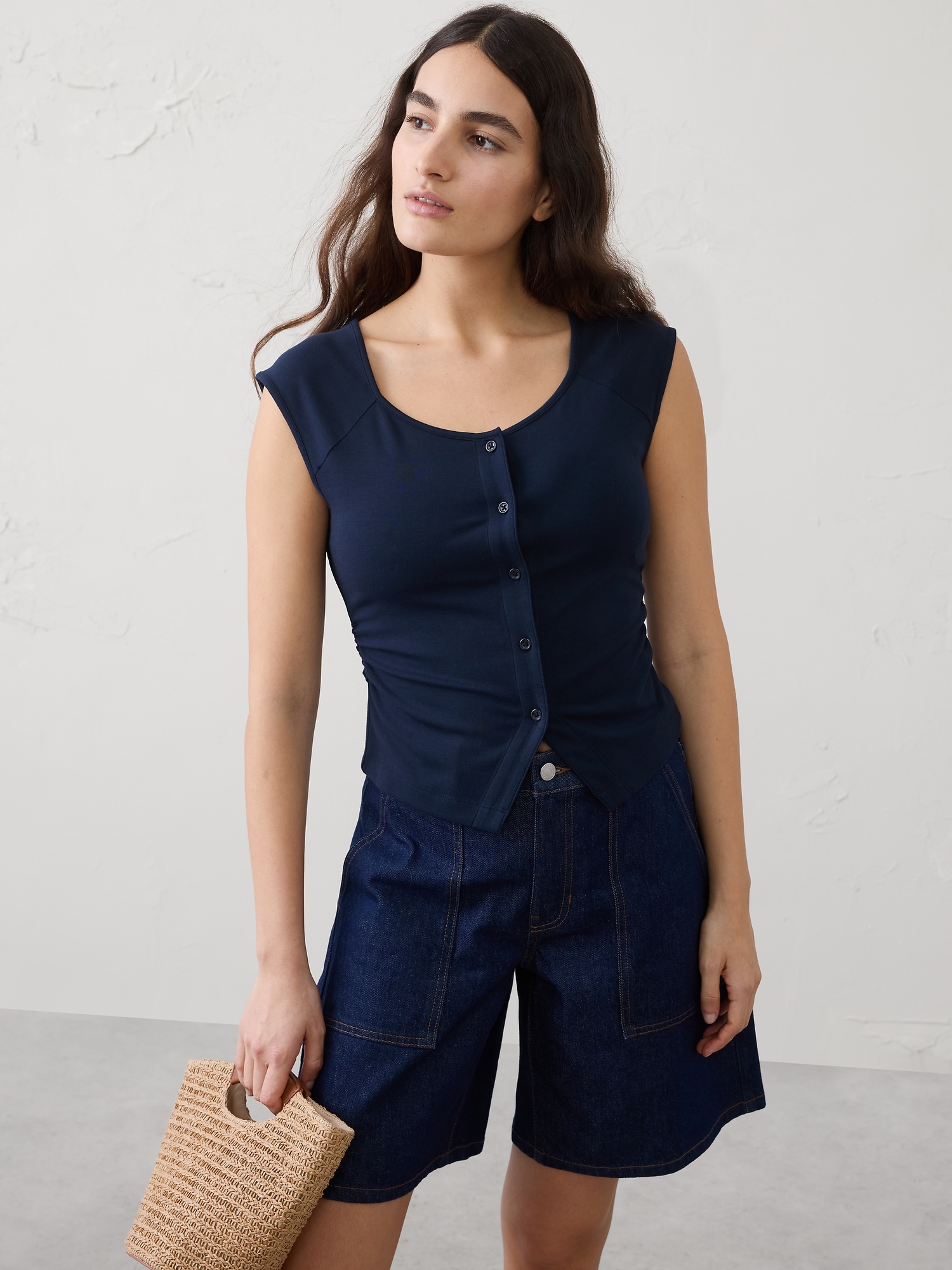 Soft Interlock Buttoned Top