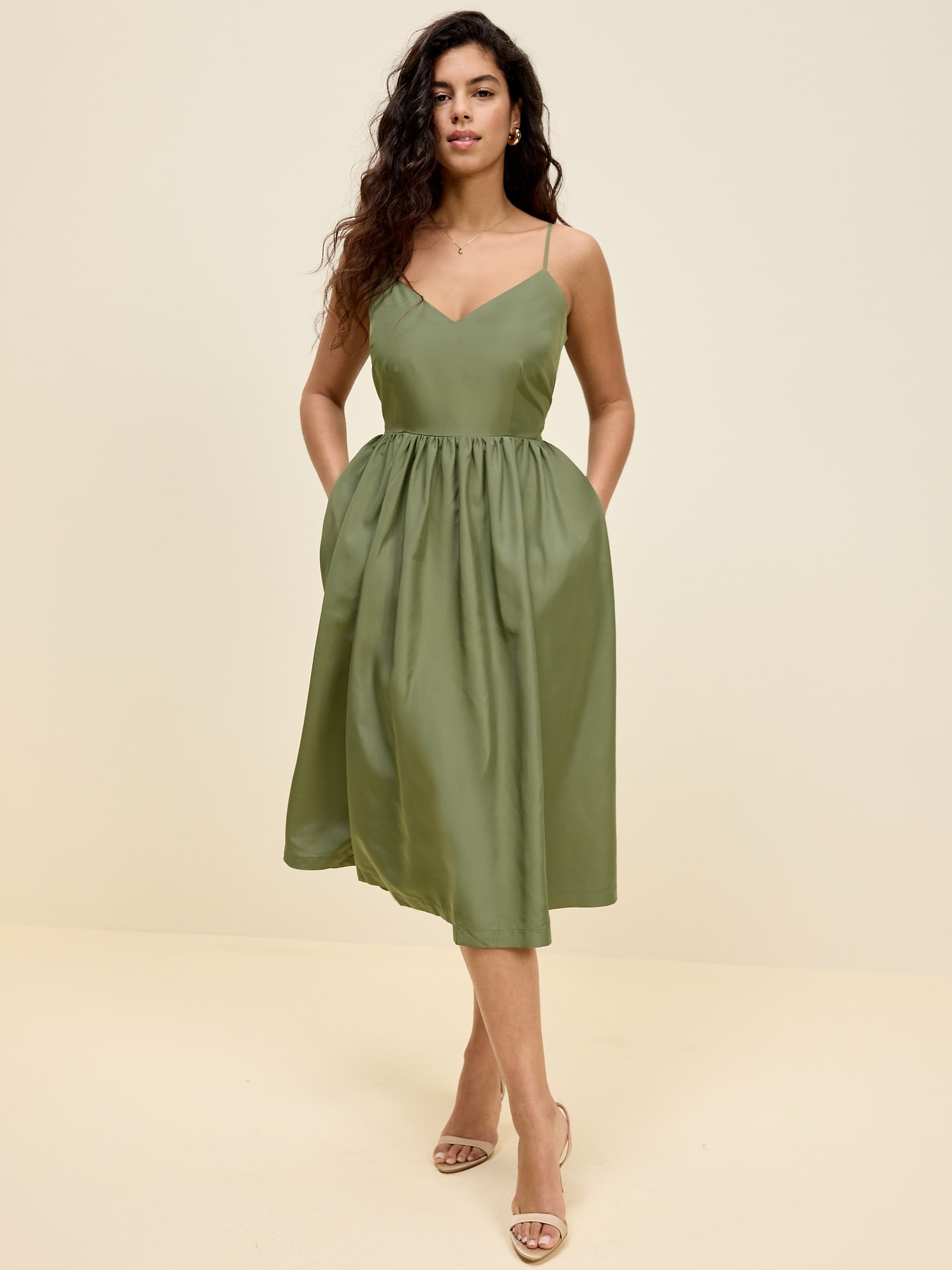 The Occasion by Old Navy Fit & Flare Sleeveless Taffeta Midi Dress