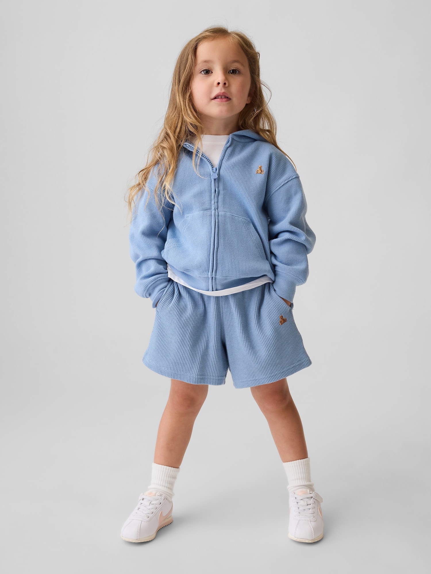Veste à capuchon en tricot gaufré pour Bébé et Tout-petit