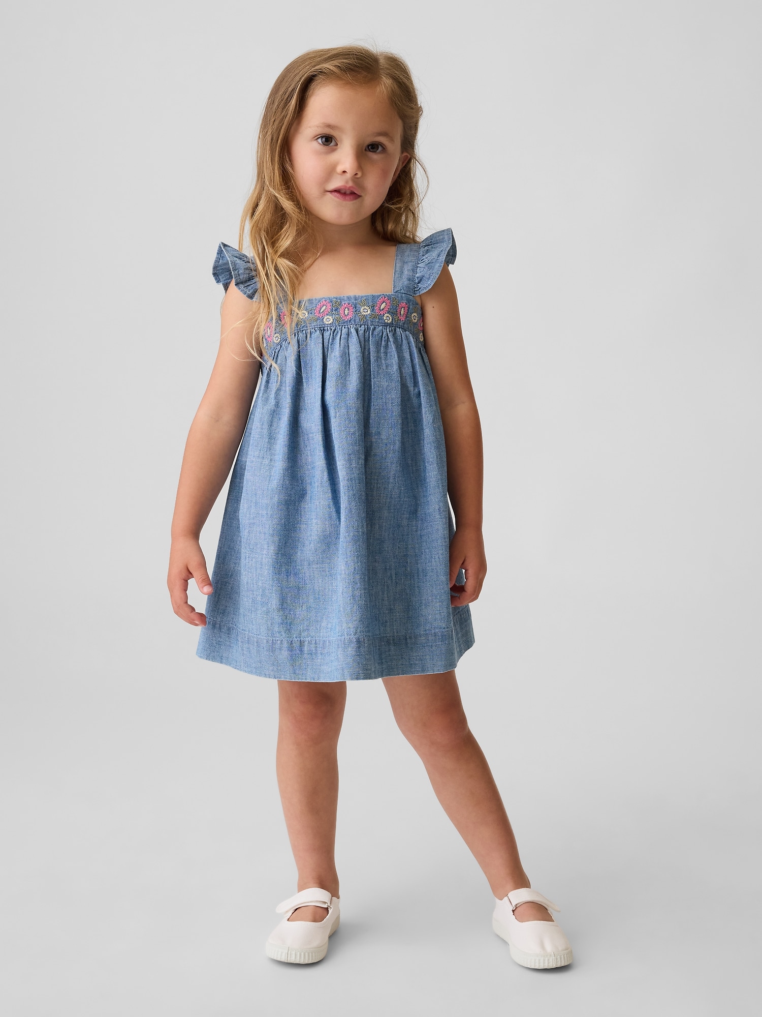 ROBE BRODÉE EN DENIM POUR BÉBÉ ET TOUTE-PETITE