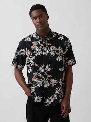 テクスチャー コットンリネンシャツ