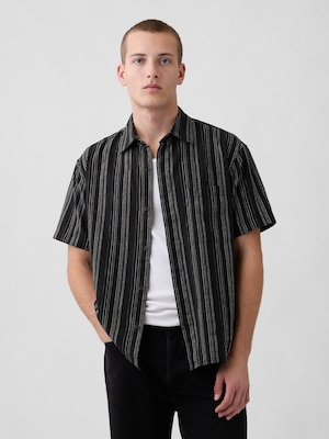 テクスチャー コットンリネンシャツ