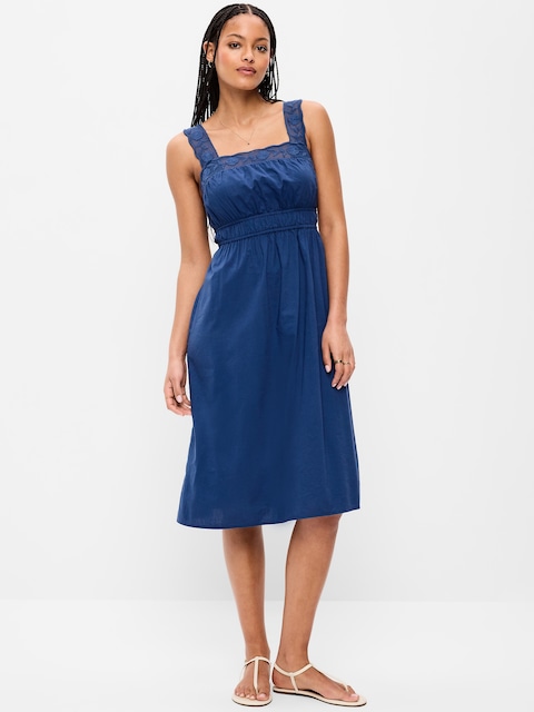 Fit & Flare Smocked-Waist Midi Dress