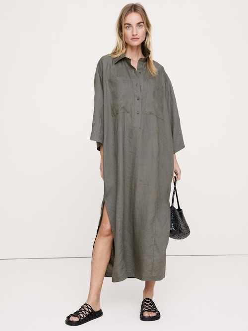 リネン ポップオーバー シャツドレス