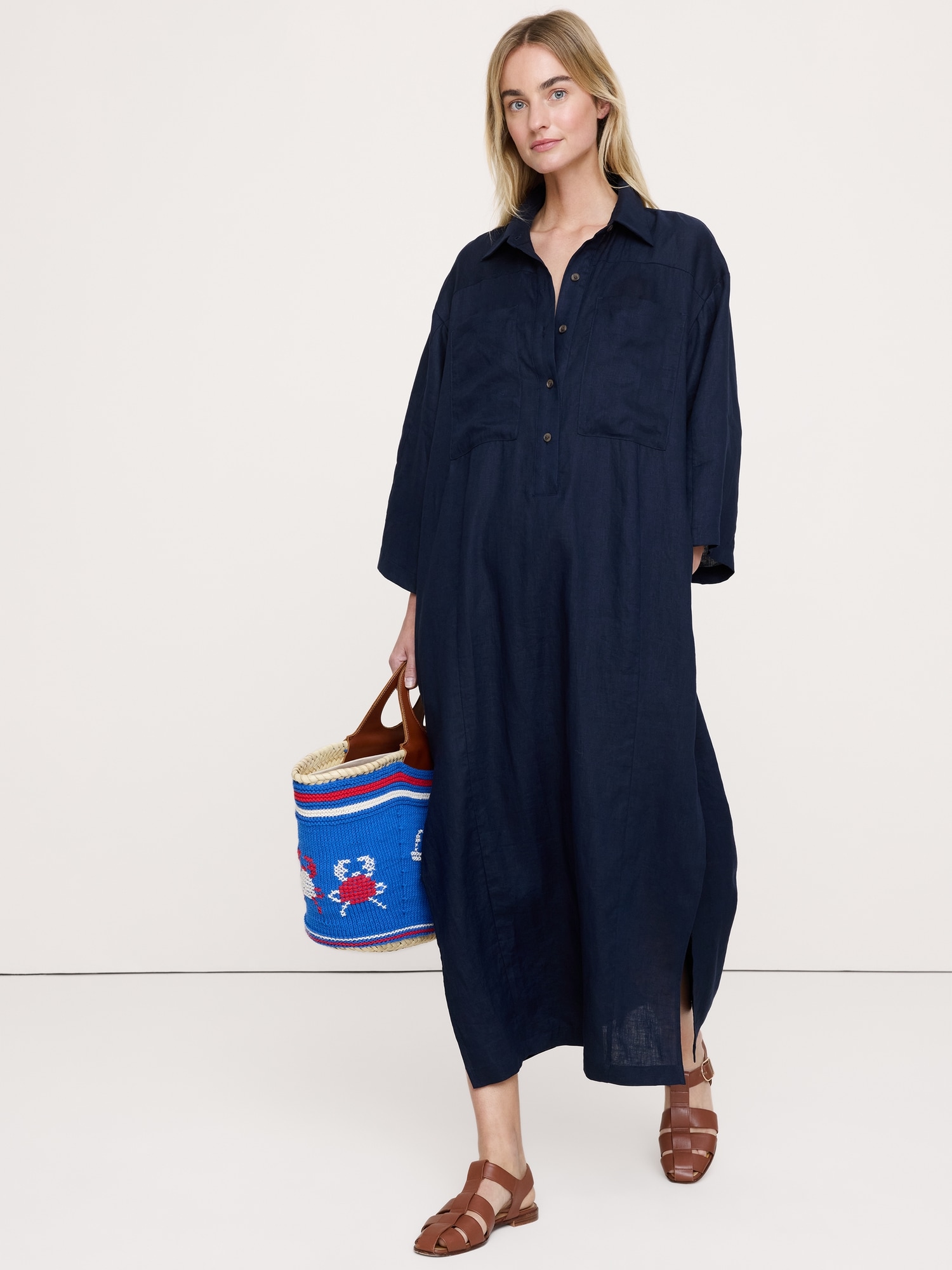 Linen Popover Shirt Dress