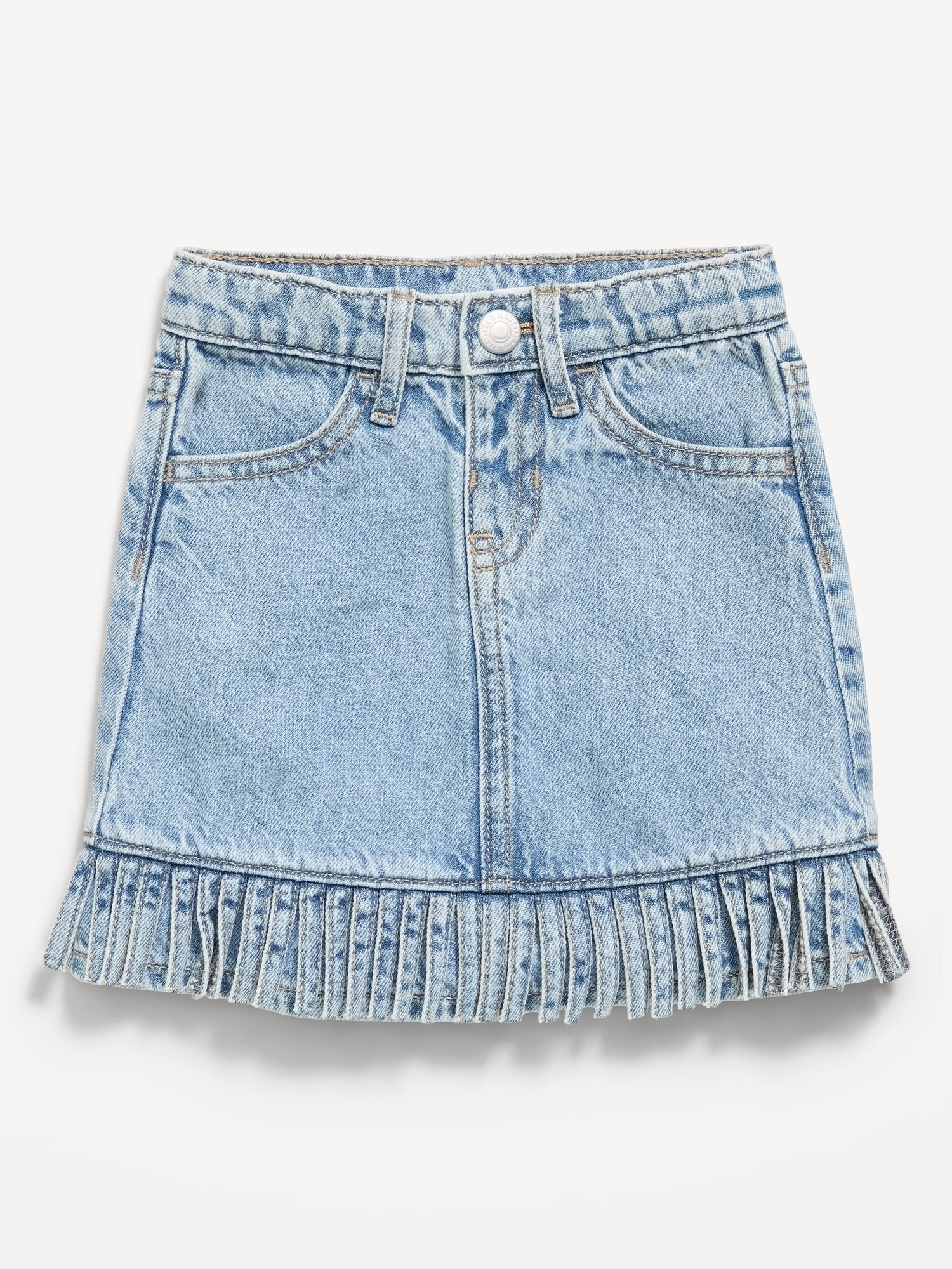 JUPE À TAILLE HAUTE EN DENIM À OURLET EFFILOCHÉ POUR TOUTE-PETITE