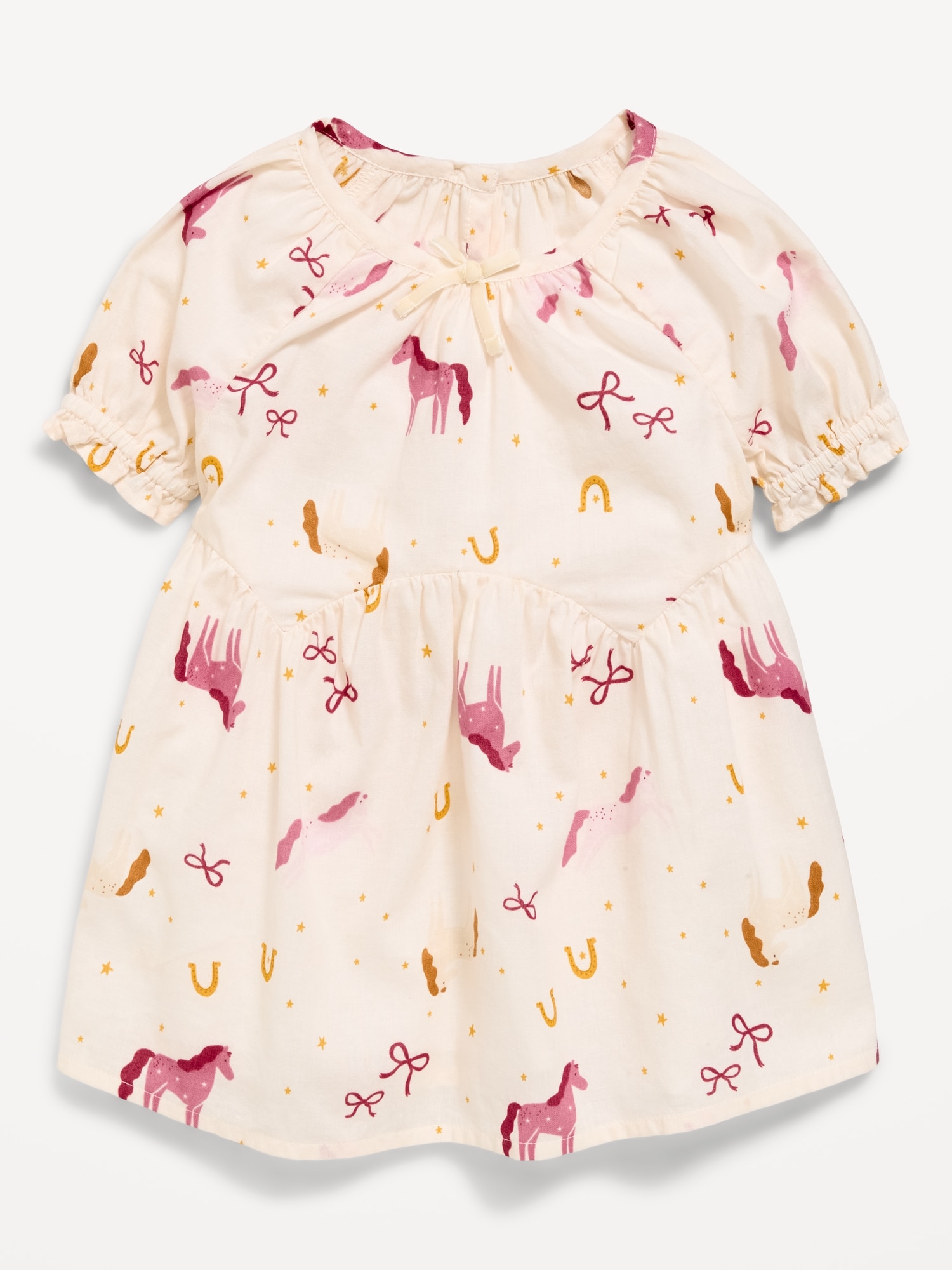 ROBE TRAPÈZE À MANCHES COURTES ET À MOTIF POUR BÉBÉ
