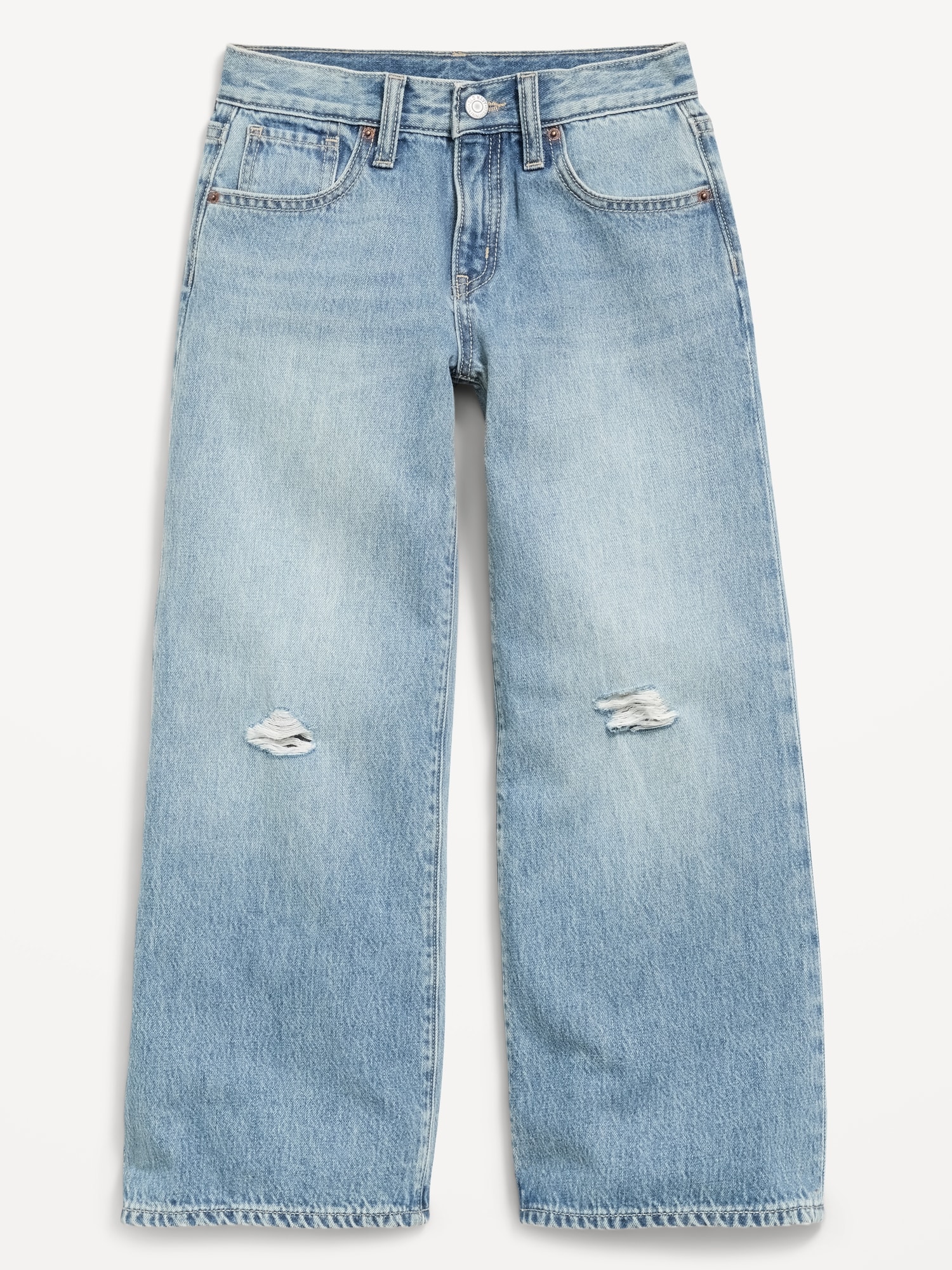 JEAN DÉCHIRÉ COUPE TRÈS GÉNÉREUSE JAMBE LARGE À TAILLE MI-BASSE POUR FILLE