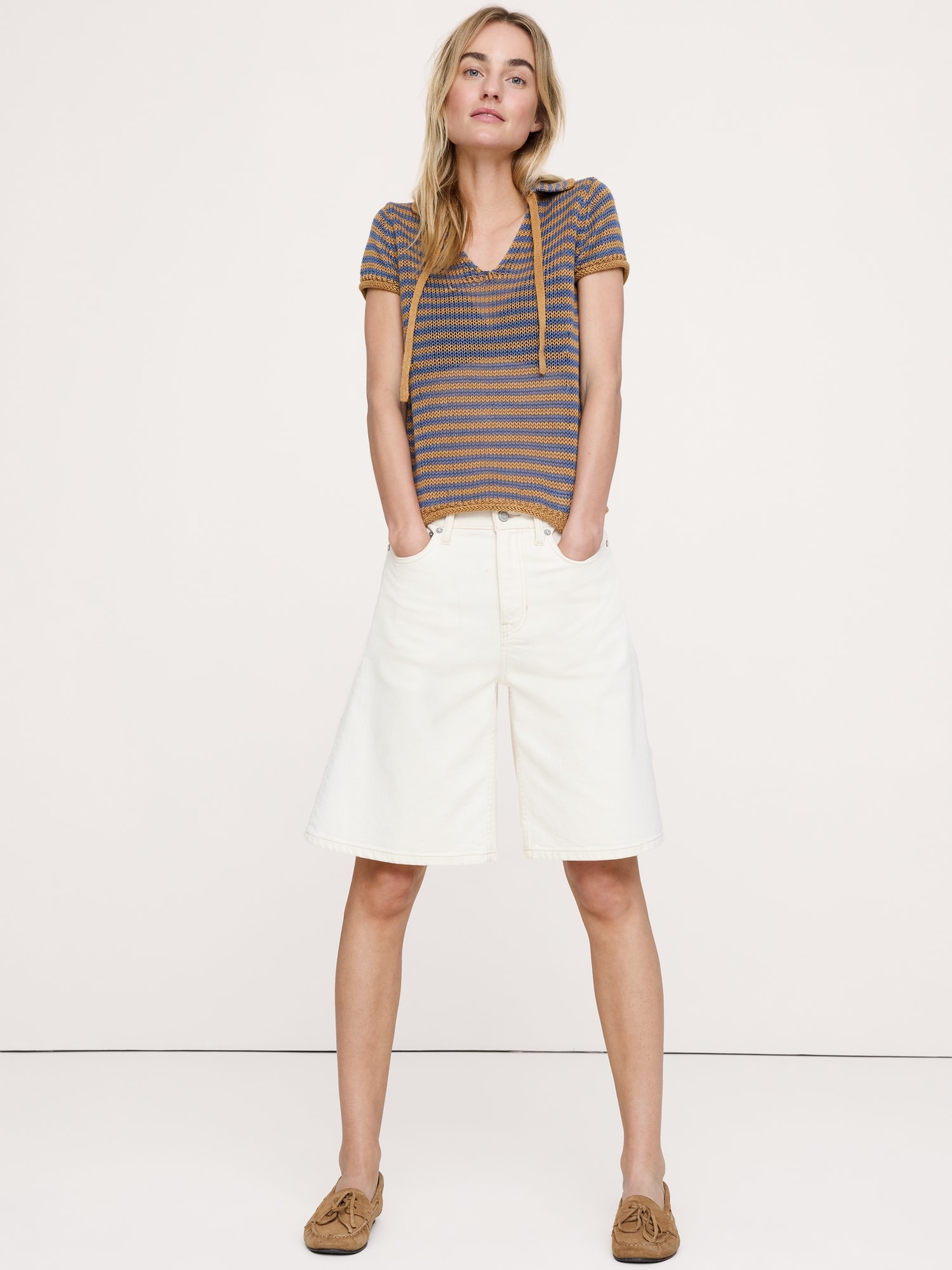 POLO À COL NOUÉ EN LIN HÉRITAGE