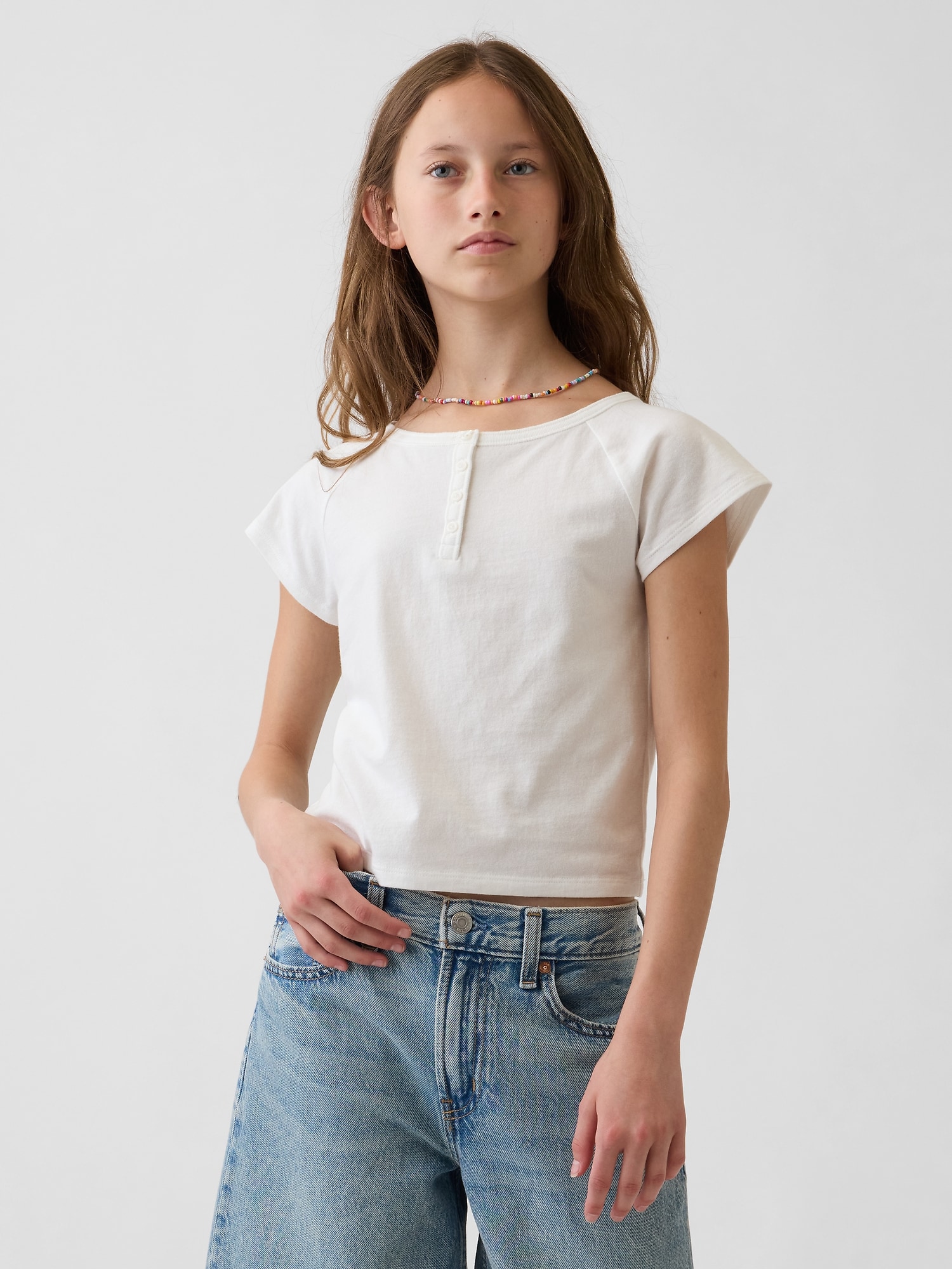 T-SHIRT HENLEY À MANCHES RAGLAN POUR ENFANT