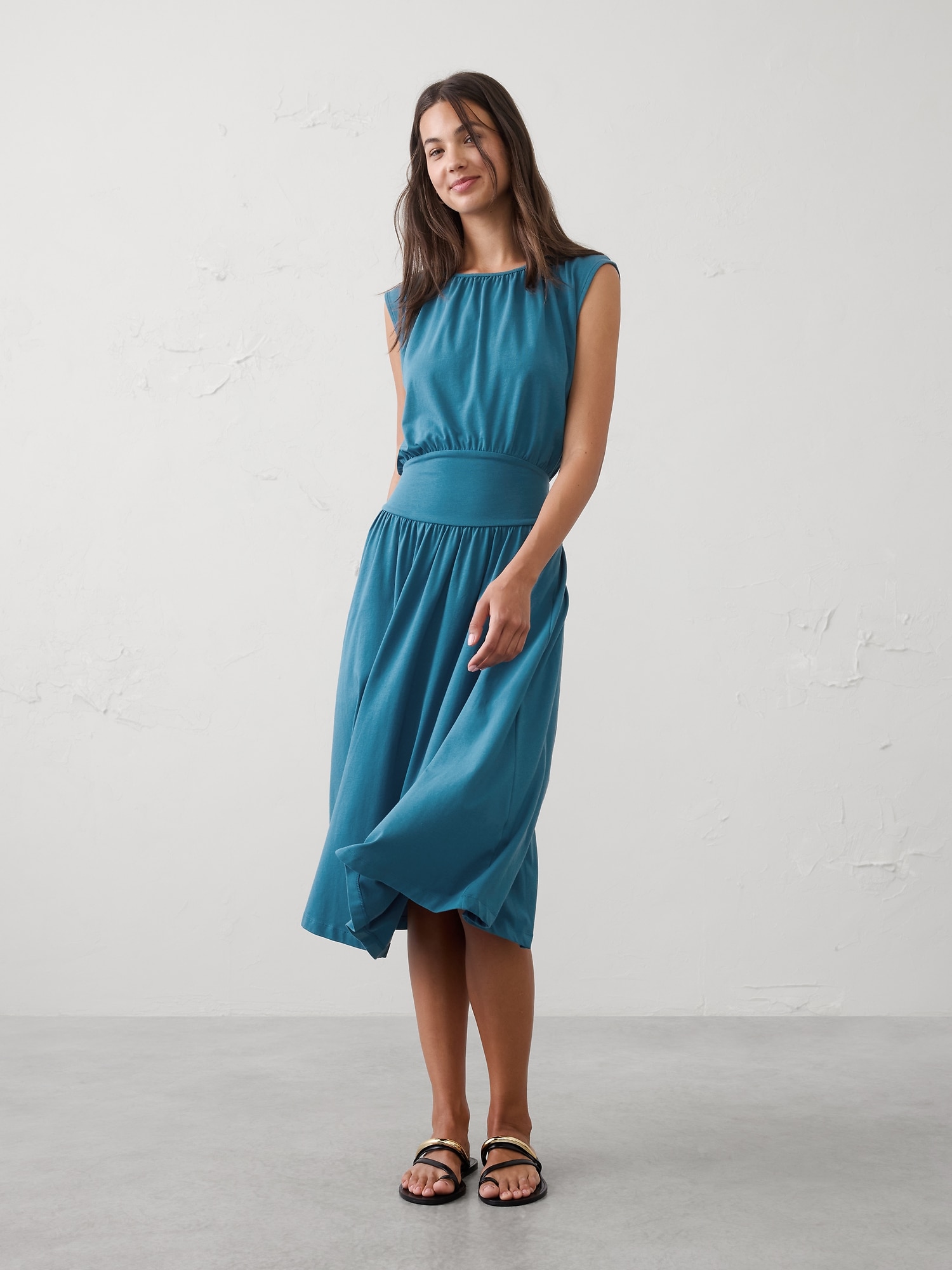 Knit Blouson Midi Dress