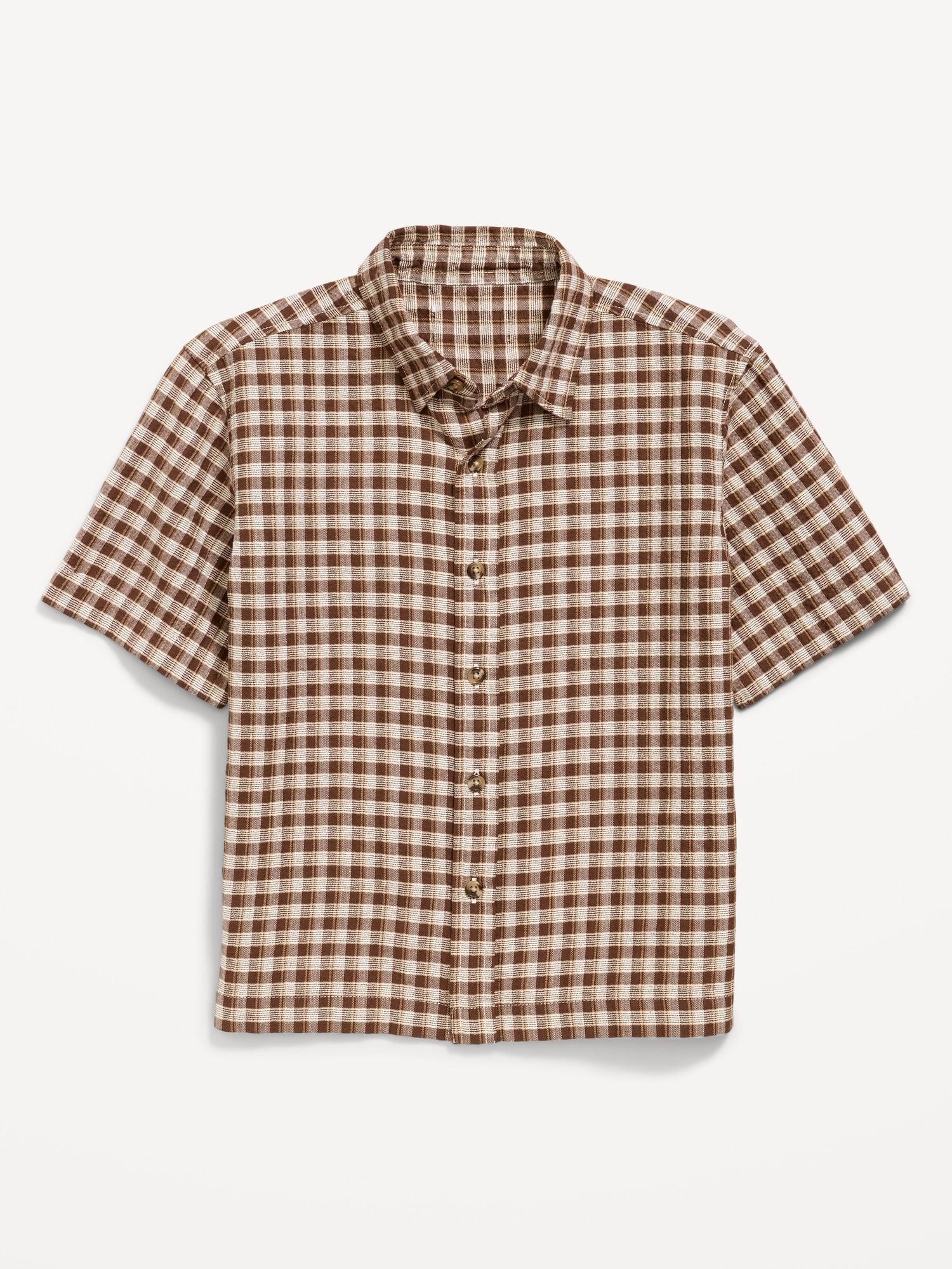 Short-Sleeve Boxy Cropped Textured Shirt for Boys