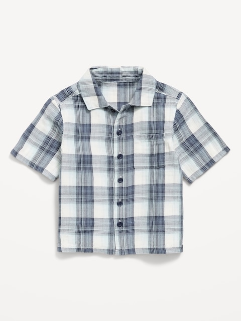 CHEMISE EN COTON À DOUBLE TISSAGE À MANCHES COURTES POUR TOUT-PETIT