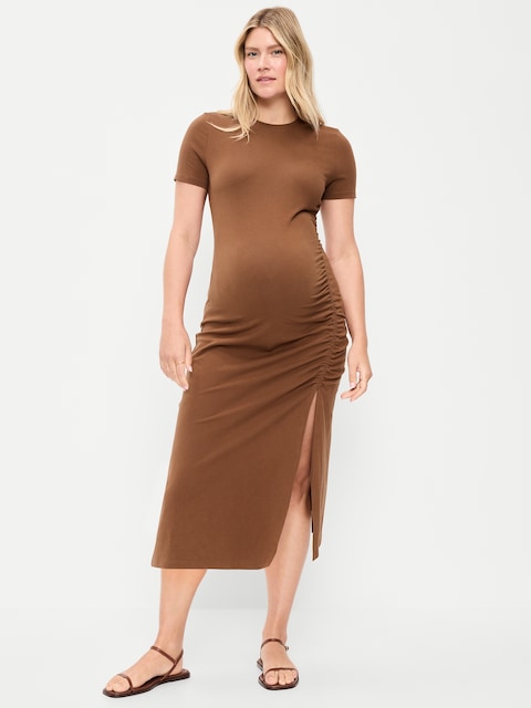 ROBE FRONCÉE À MANCHES COURTES DE MATERNITÉ