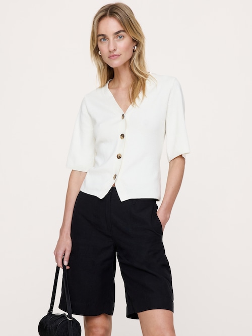 ラークスパー コットンシルク ショートスリーブ カーディガン