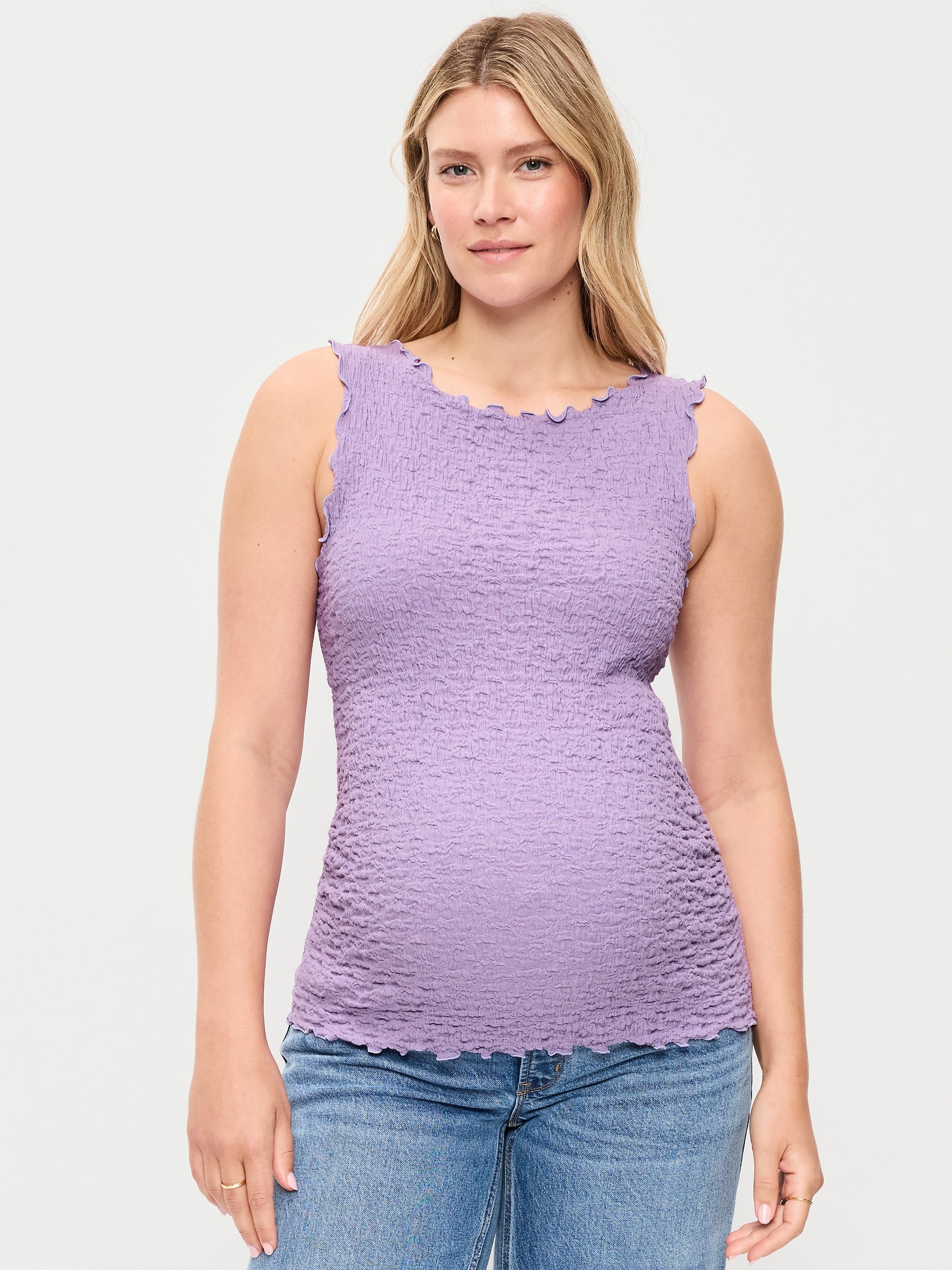 Maternity Texured High-Neck Tank Top