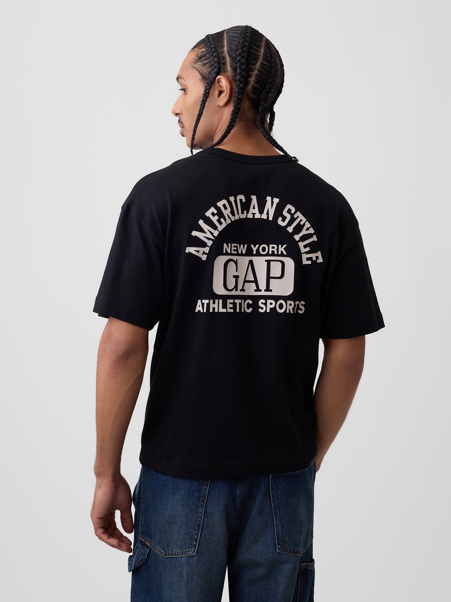 ヘビーウェイト GAPロゴ リラックスフィット クロップドTシャツ-0