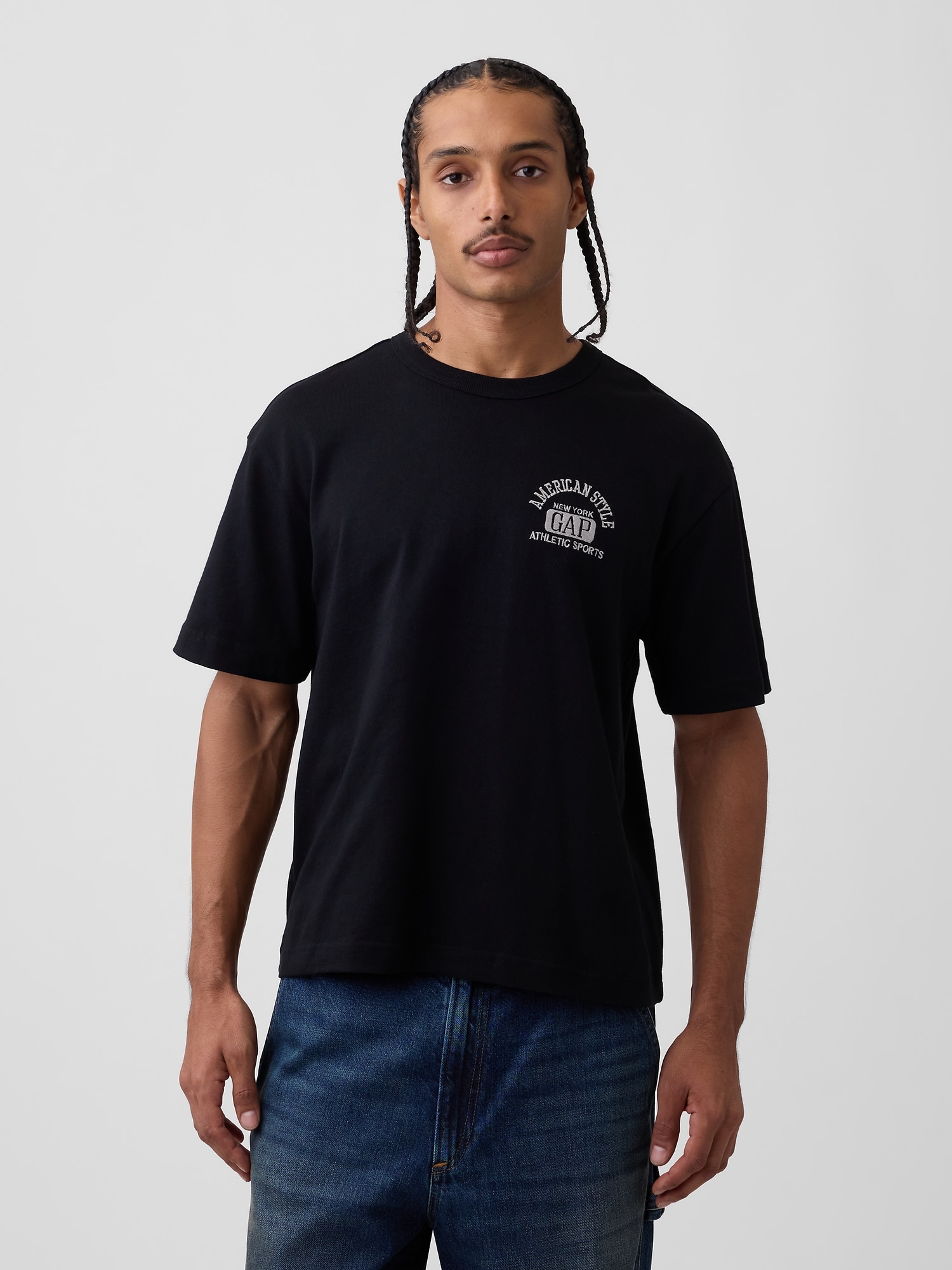 ヘビーウェイト GAPロゴ リラックスフィット クロップドTシャツ-1
