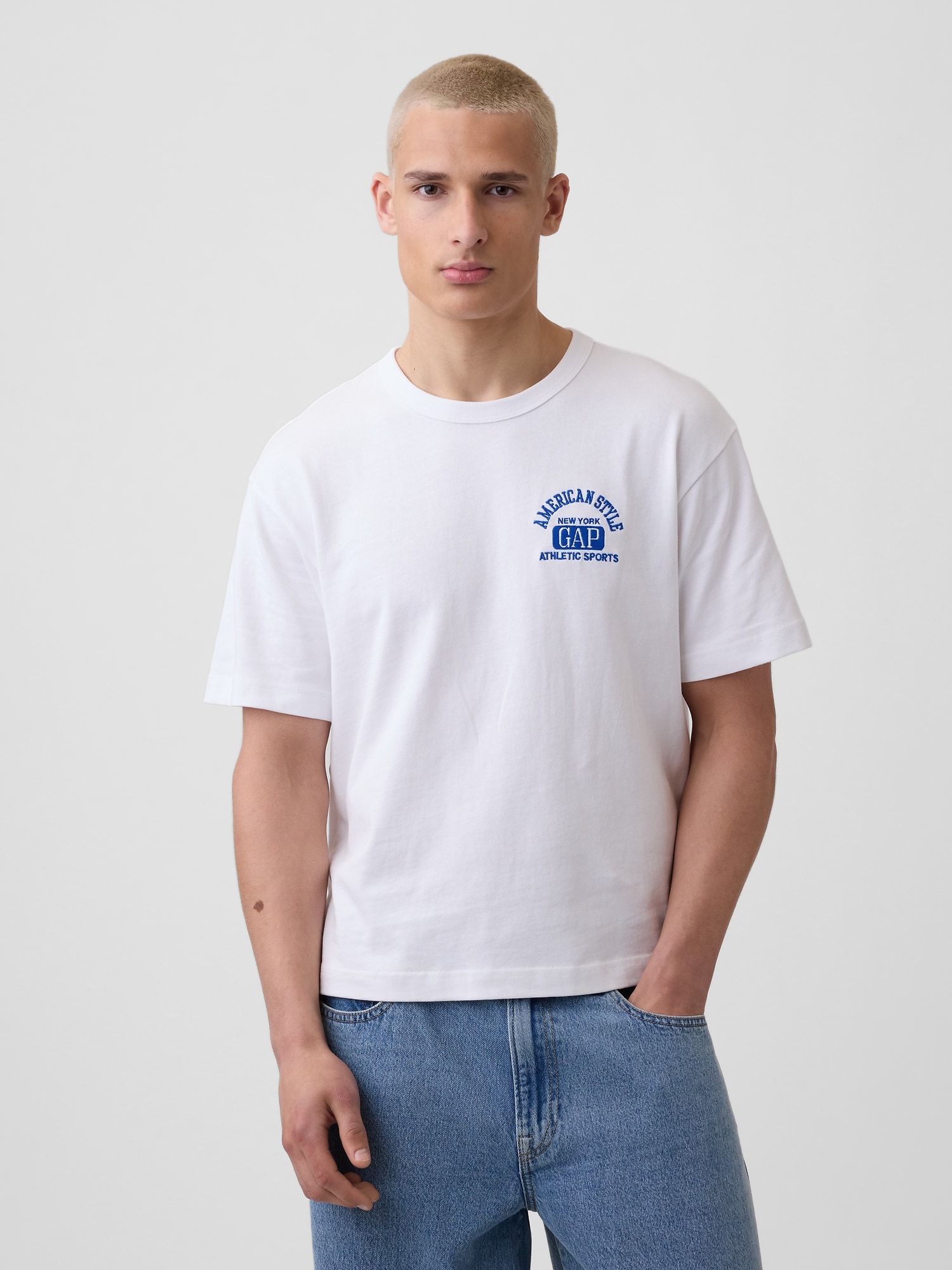 ヘビーウェイト GAPロゴ リラックスフィット クロップドTシャツ-1