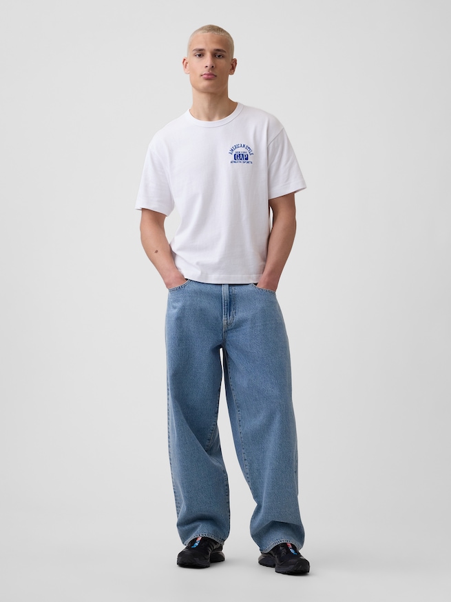 ヘビーウェイト GAPロゴ リラックスフィット クロップドTシャツ-2