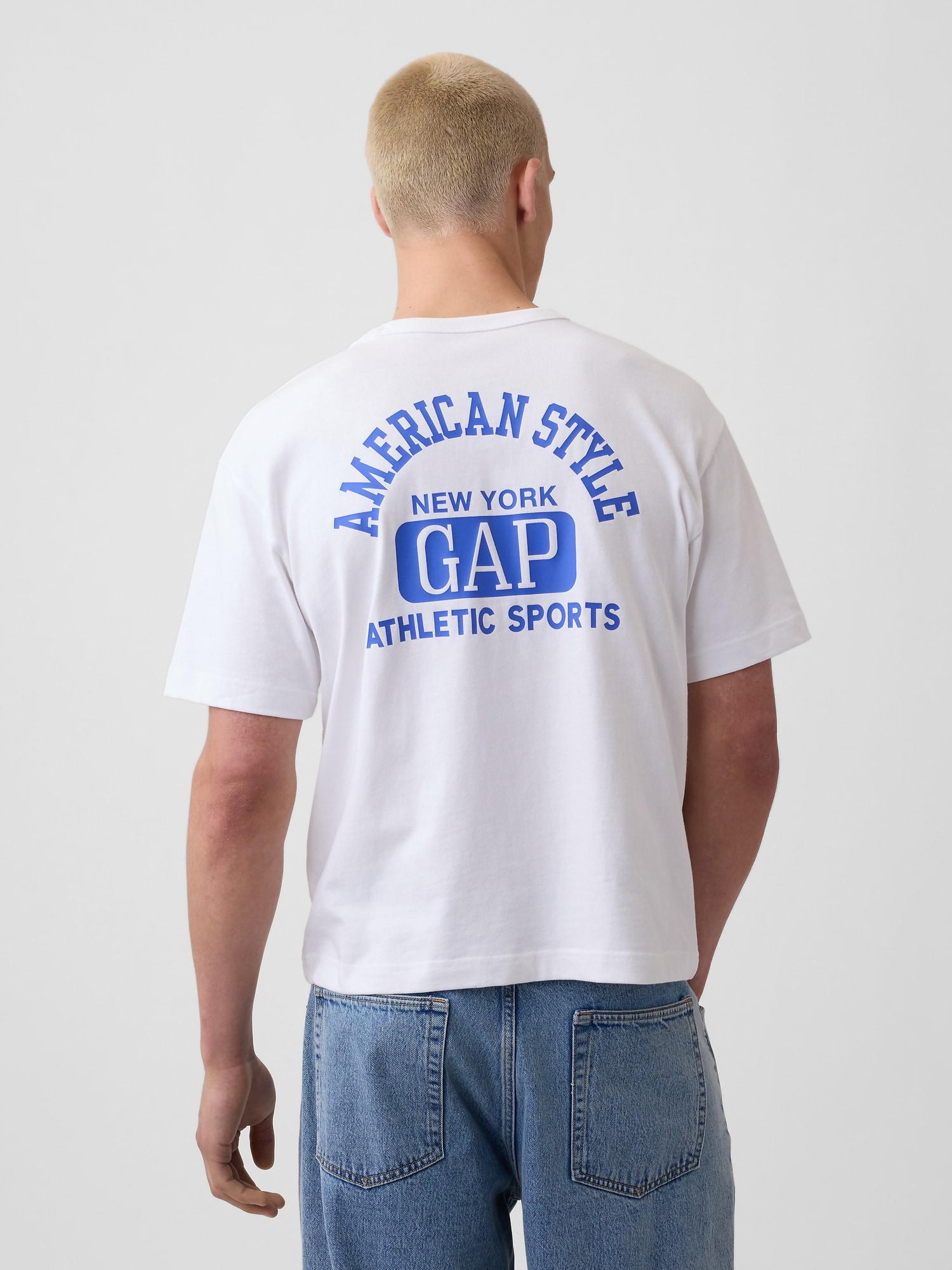 ヘビーウェイト GAPロゴ リラックスフィット クロップドTシャツ-0