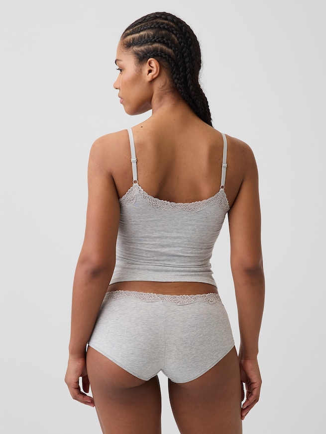 オーガニックコットン ストレッチ レーストリミング キャミソール-1