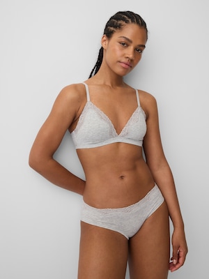 オーガニック ストレッチ コットン レーストリミング トライアングルブラ