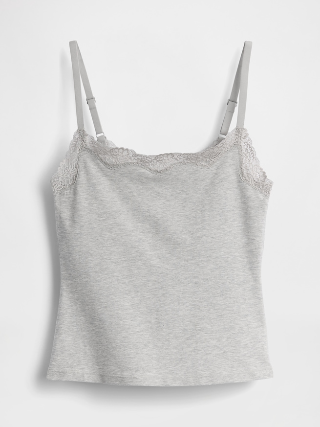 オーガニックコットン ストレッチ レーストリミング キャミソール-4