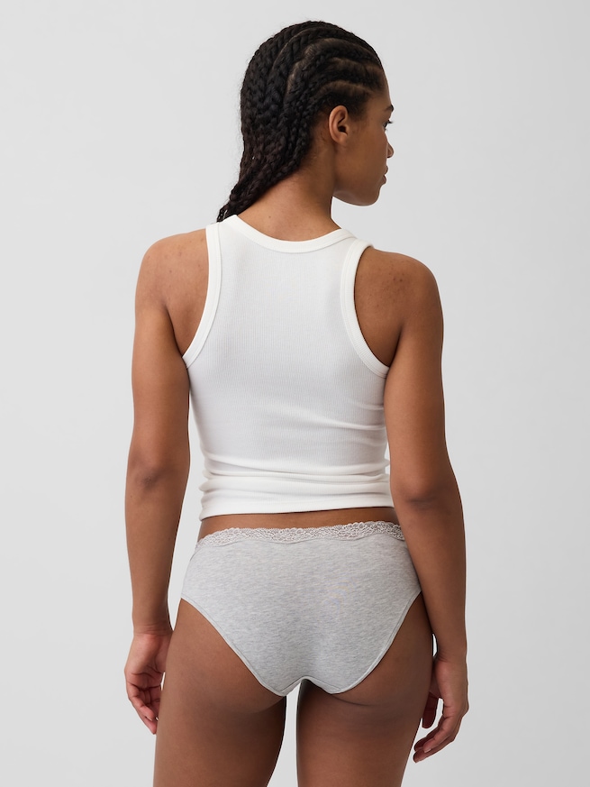 オーガニックコットン ストレッチ レーストリミング ヒップスター-1