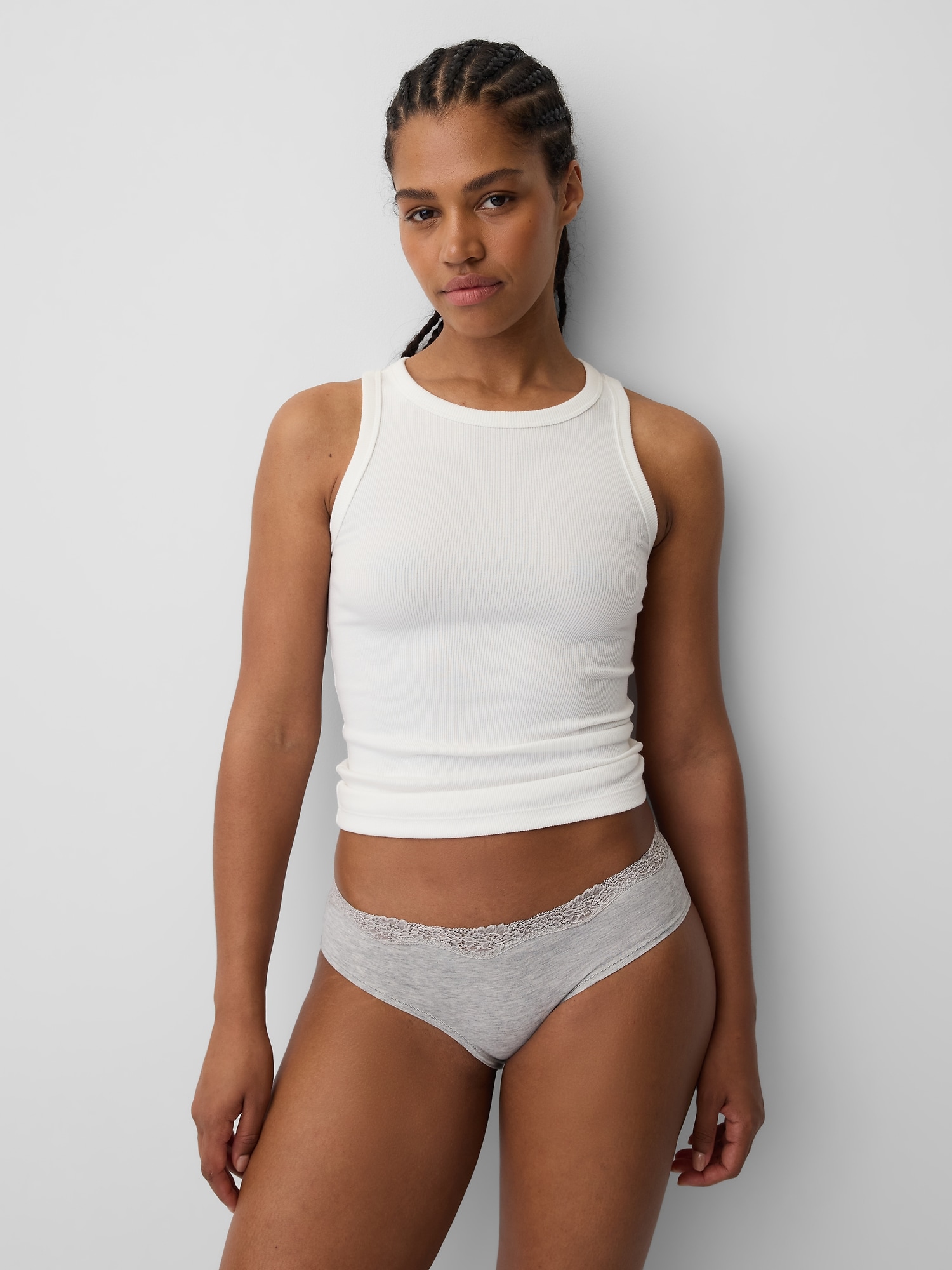 Organic Stretch Cotton Lace-Trim Hipster