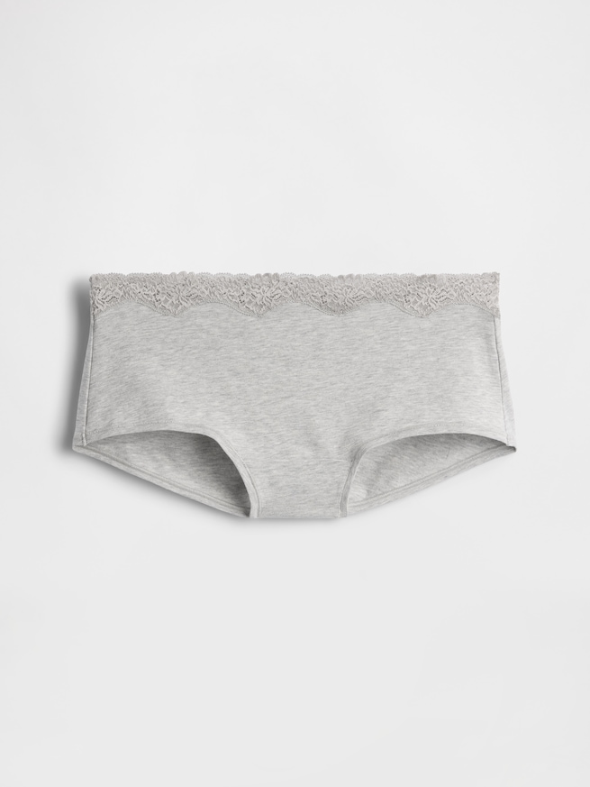 オーガニック ストレッチコットン レーストリミング ボーイレングスショーツ-3