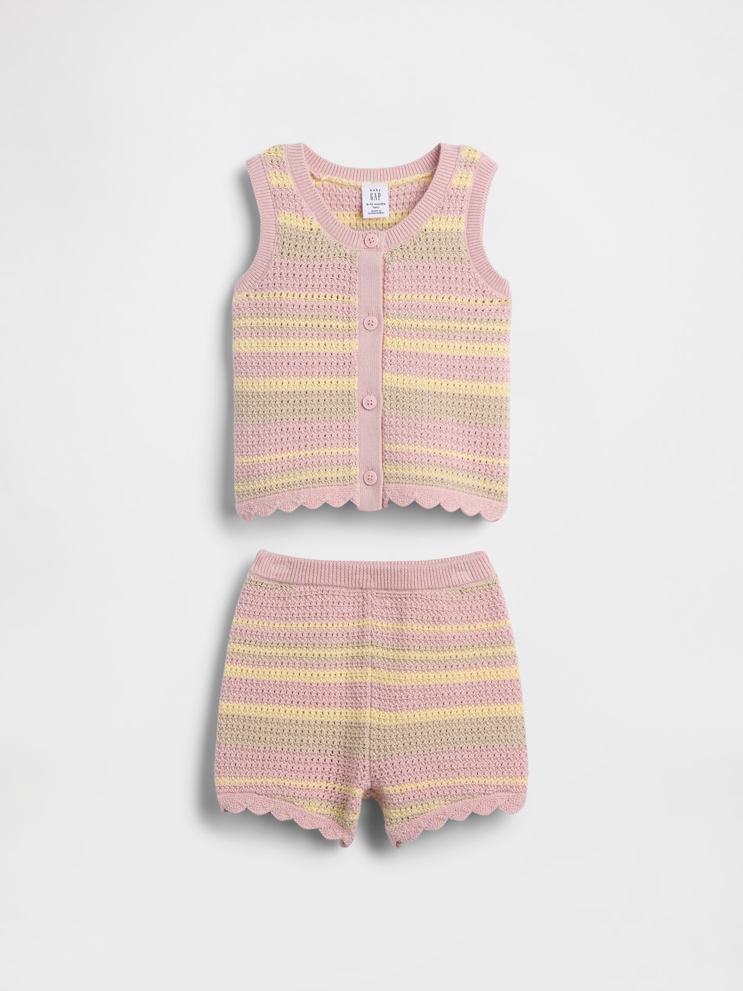 ENSEMBLE AVEC GILET CROCHETÉ À RAYURES POUR BÉBÉ