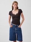 モダン レーストリミング クロップド トップス-0