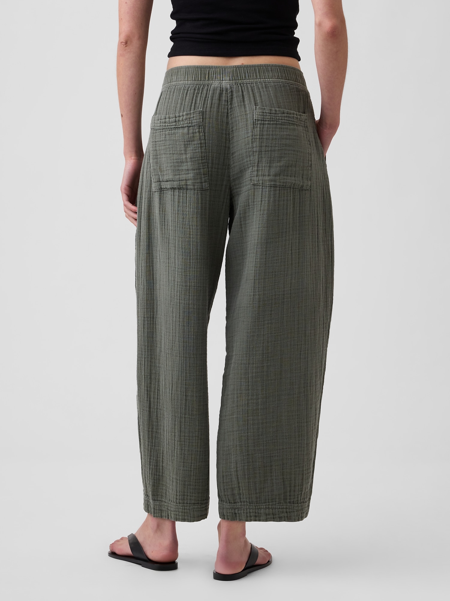 Cotton Gauze Easy Barrel Pants